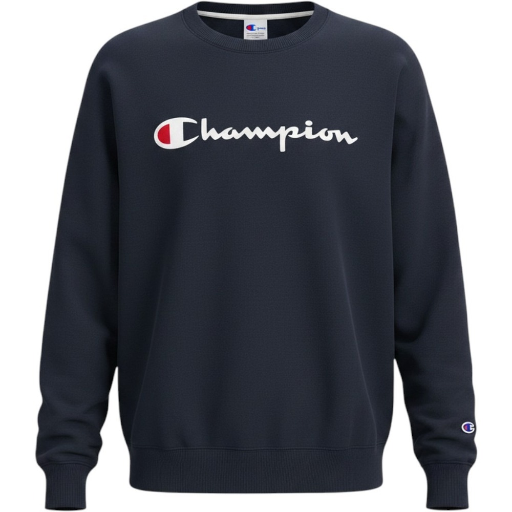 Champion Mens Navy Blue Script Logo Crewneck Sweatshirt GF88H L